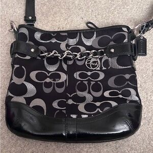 Coach Black and Silver Chain Shoulder Bag
